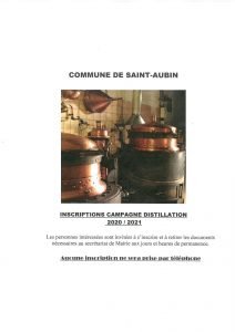 Inscriptions Campagne Distillation 2020-2021